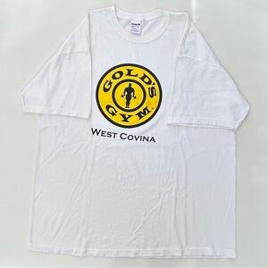 Vintage Gold’s Gym West Covina California White Graphic T Shirt Size Men’s XL